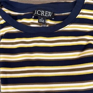 J.Crew Navy and Yellow Striped Tee, size small